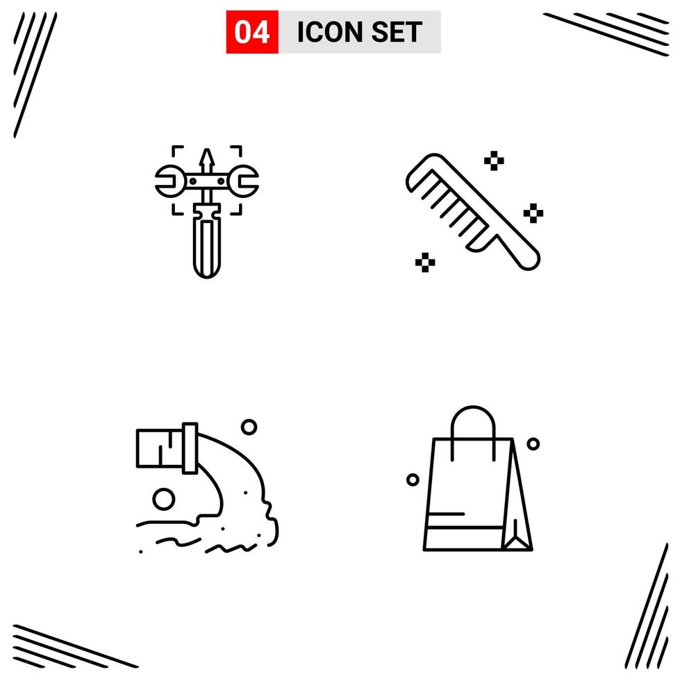 4 Icons Line Style Grid Based Creative Outline Symbols for Website Design Simple Line Icon Signs Isolated on White Background 4 Icon Set vector