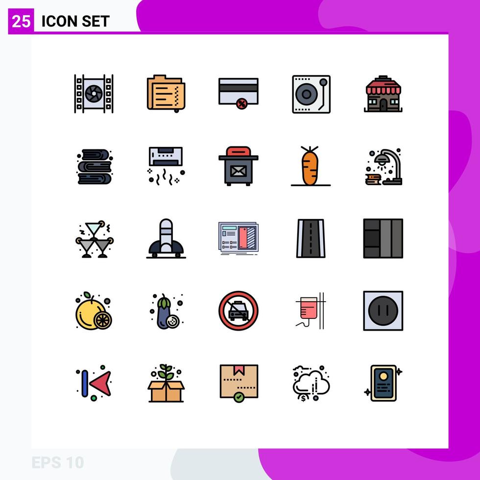 Set of 25 Modern UI Icons Symbols Signs for building music folder media percent Editable Vector Design Elements