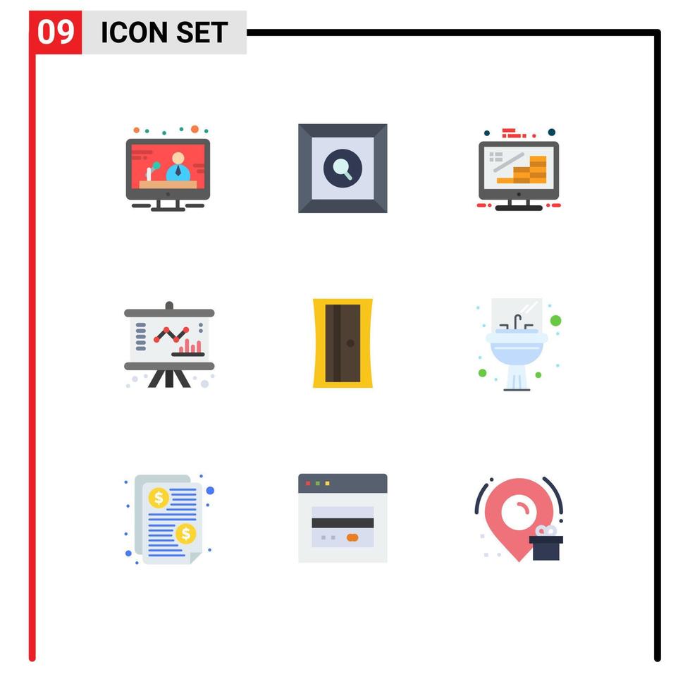 Set of 9 Modern UI Icons Symbols Signs for tool education finance management chart Editable Vector Design Elements