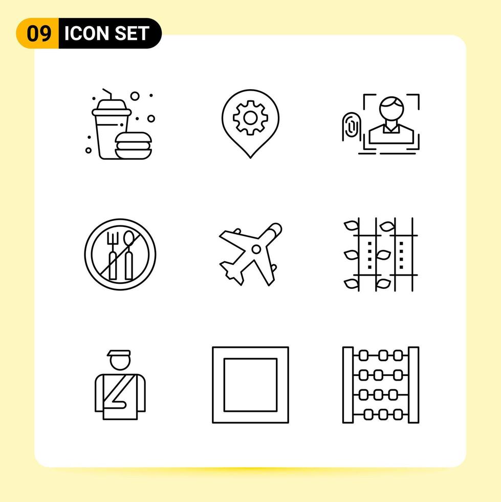 9 Creative Icons for Modern website design and responsive mobile apps 9 Outline Symbols Signs on White Background 9 Icon Pack vector