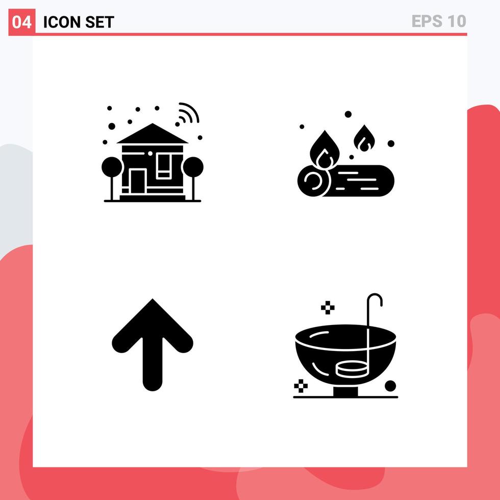 Universal Solid Glyphs Set for Web and Mobile Applications home arrow wifi camping upload Editable Vector Design Elements