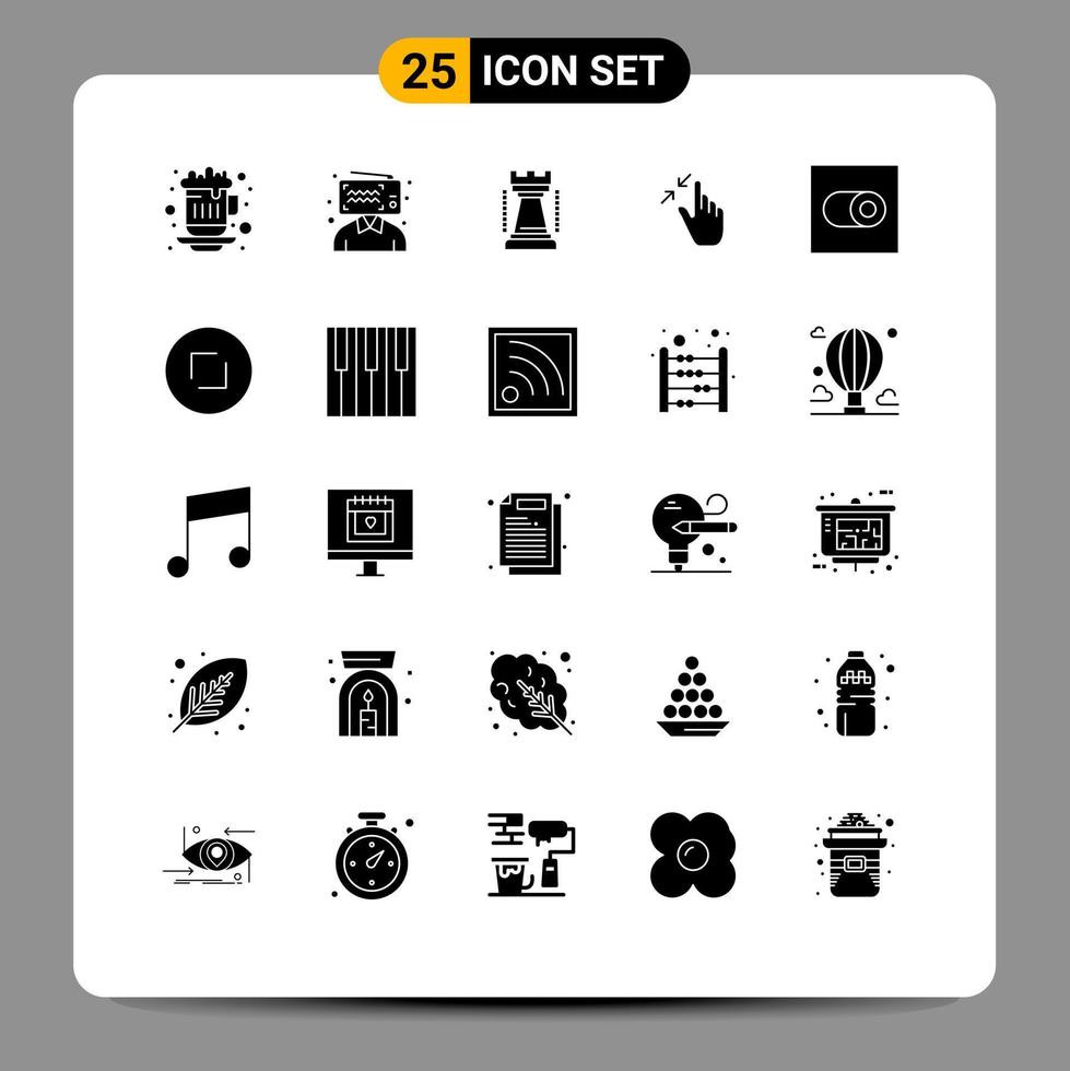Group of 25 Modern Solid Glyphs Set for settings pinch entertainment interface contract Editable Vector Design Elements