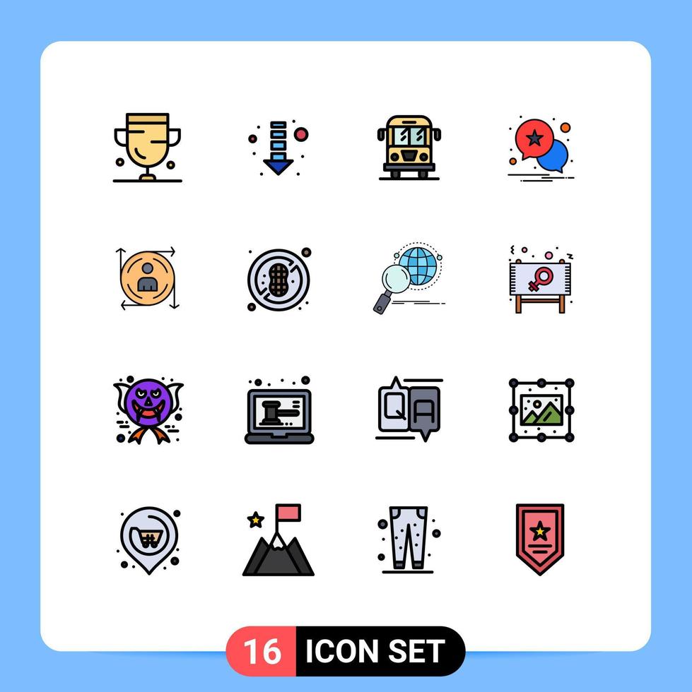 Pack of 16 creative Flat Color Filled Lines of arrow user car alert notification Editable Creative Vector Design Elements