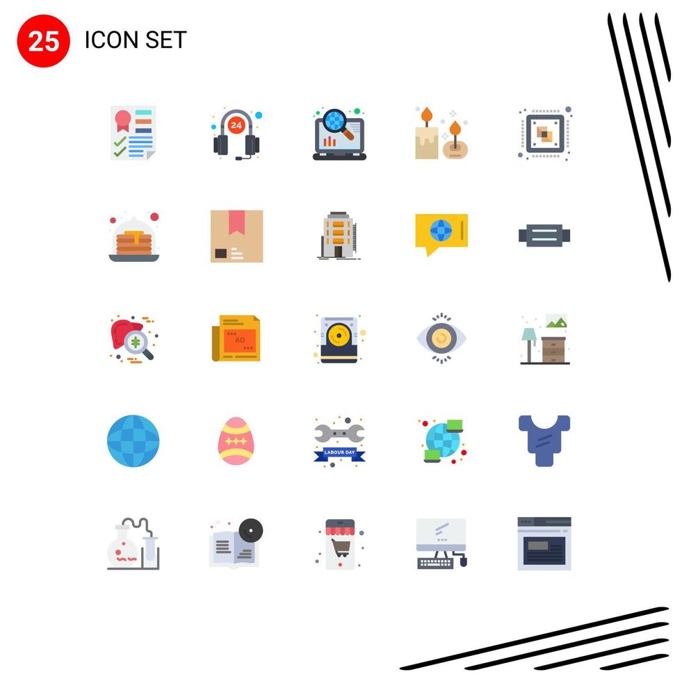 25 Universal Flat Color Signs Symbols of lamp aromatherapy service aroma candle seo Editable Vector Design Elements