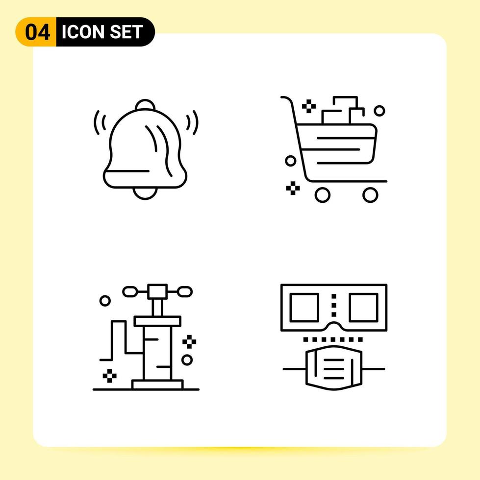 4 Creative Icons for Modern website design and responsive mobile apps 4 Outline Symbols Signs on White Background 4 Icon Pack vector