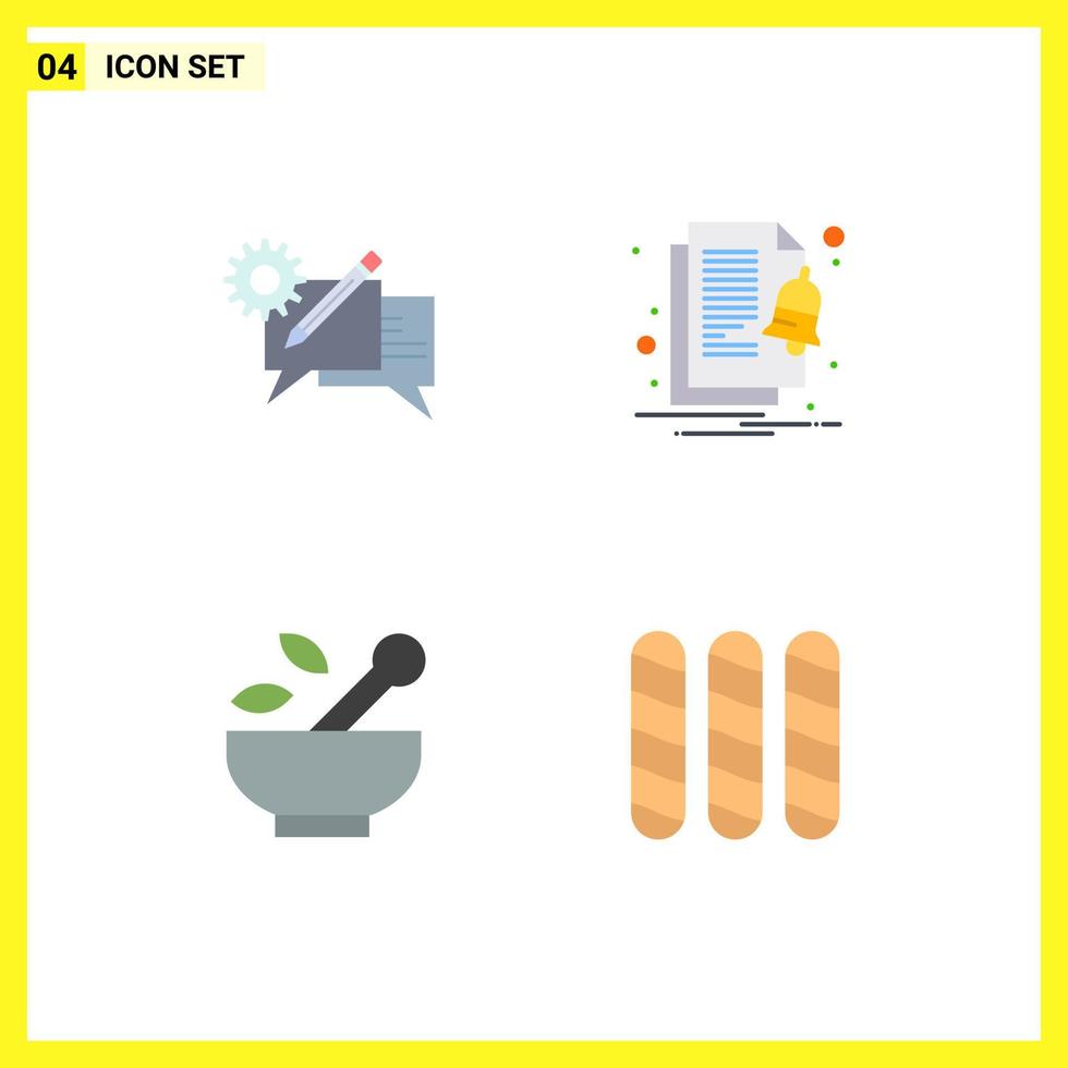 Editable Vector Line Pack of 4 Simple Flat Icons of chat hospital setting file medicine Editable Vector Design Elements