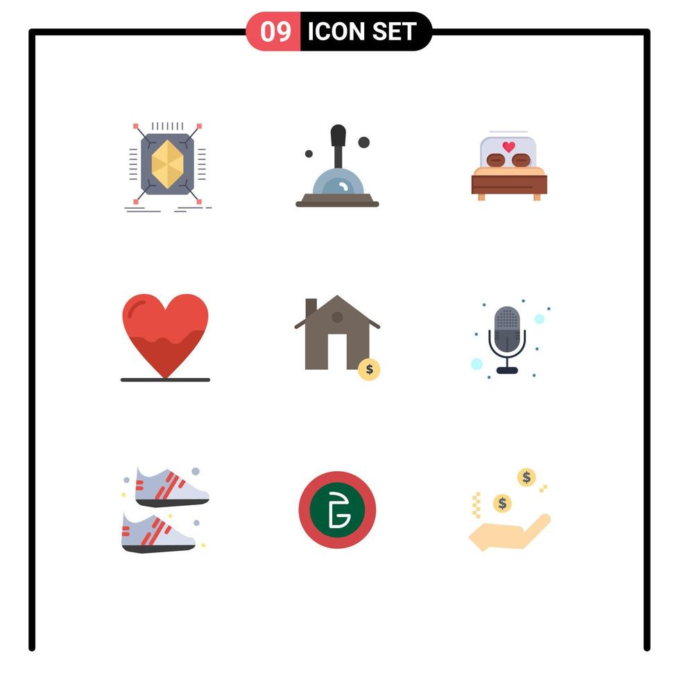 Stock Vector Icon Pack of 9 Line Signs and Symbols for coin medicine love hospital biology Editable Vector Design Elements