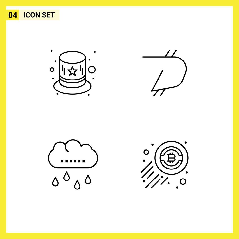 Modern Set of 4 Filledline Flat Colors and symbols such as carnival rainy digibyte crypto currency bitcoin Editable Vector Design Elements