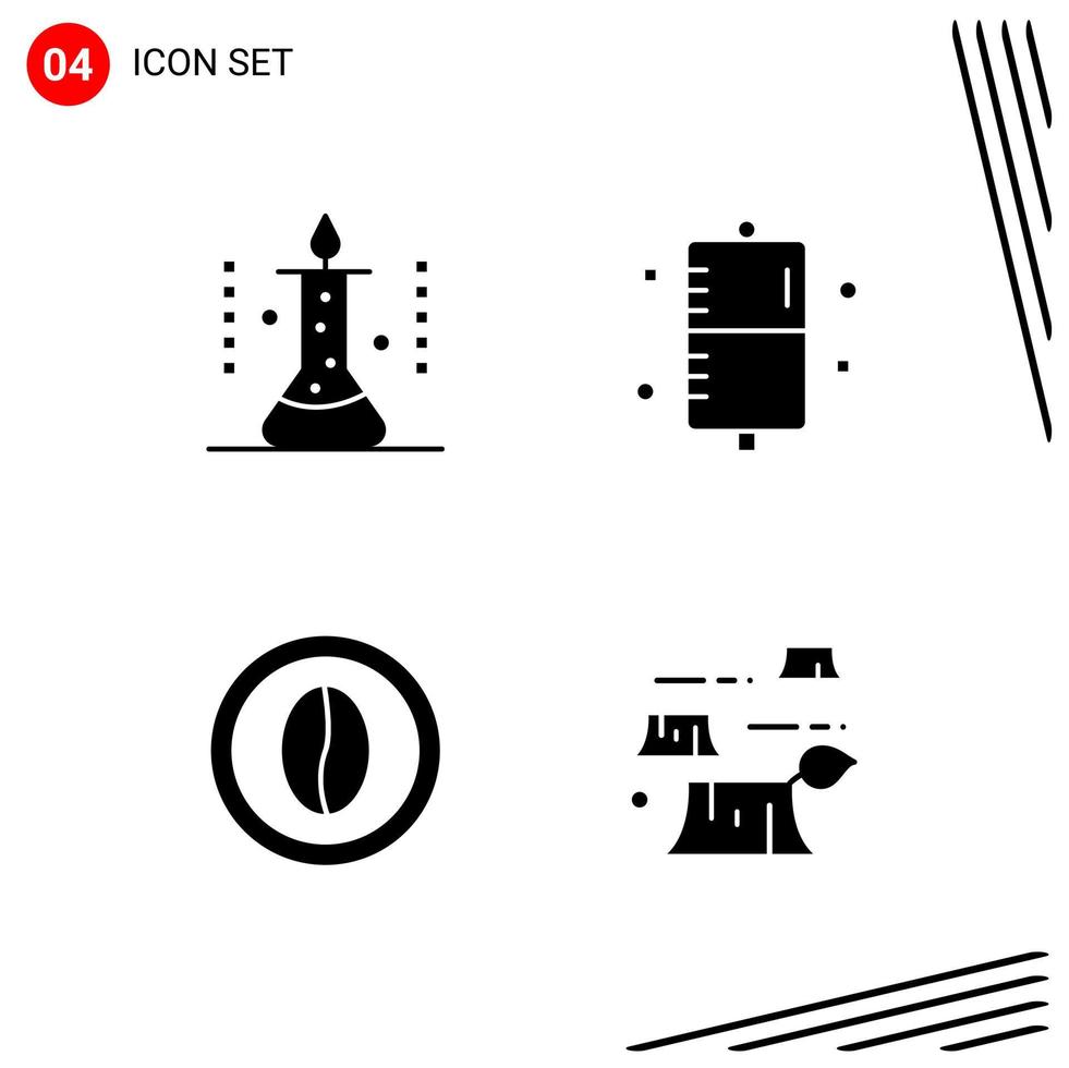 Collection of 4 Vector Icons in solid style Pixle Perfect Glyph Symbols for Web and Mobile Solid Icon Signs on White Background 4 Icons