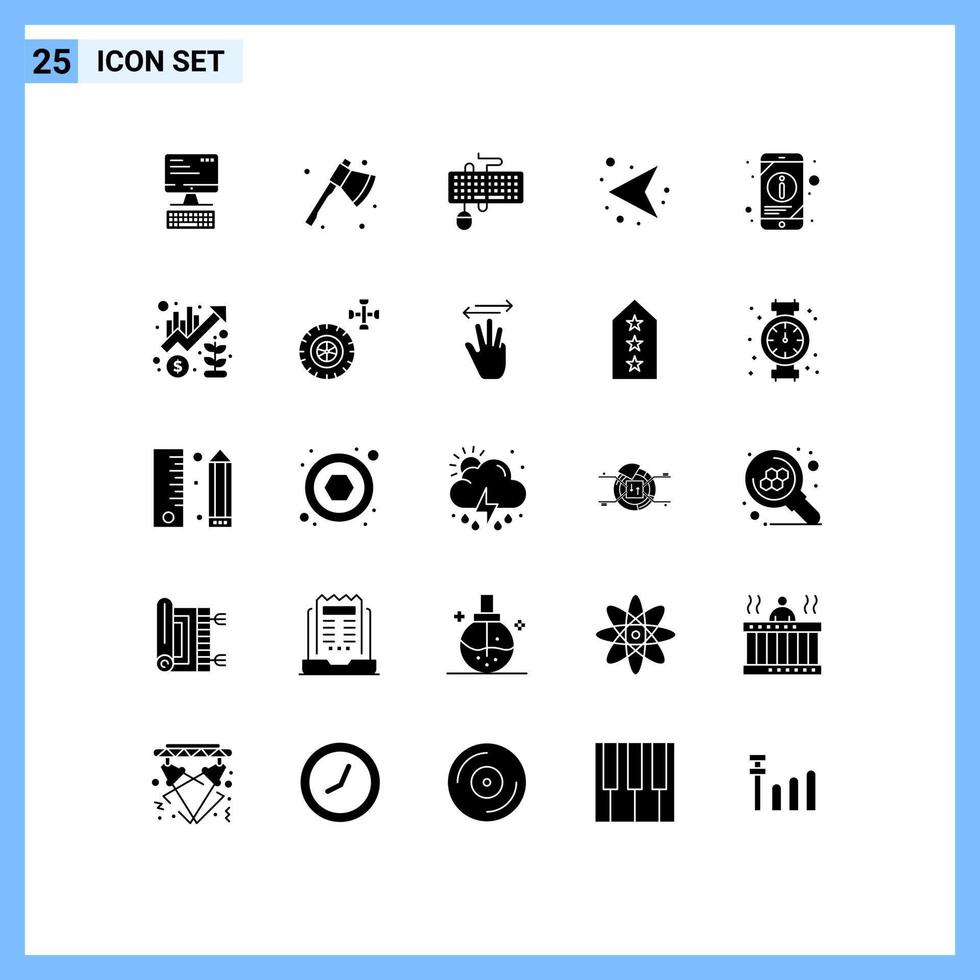 User Interface Pack of 25 Basic Solid Glyphs of information network device direction obsolete Editable Vector Design Elements