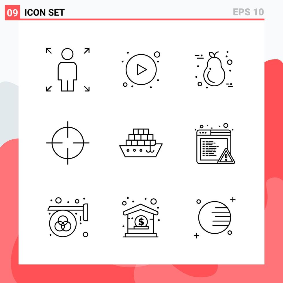 Collection of 9 Vector Icons in Line style Modern Outline Symbols for Web and Mobile Line Icon Sign Isolated on White Background 9 Icons