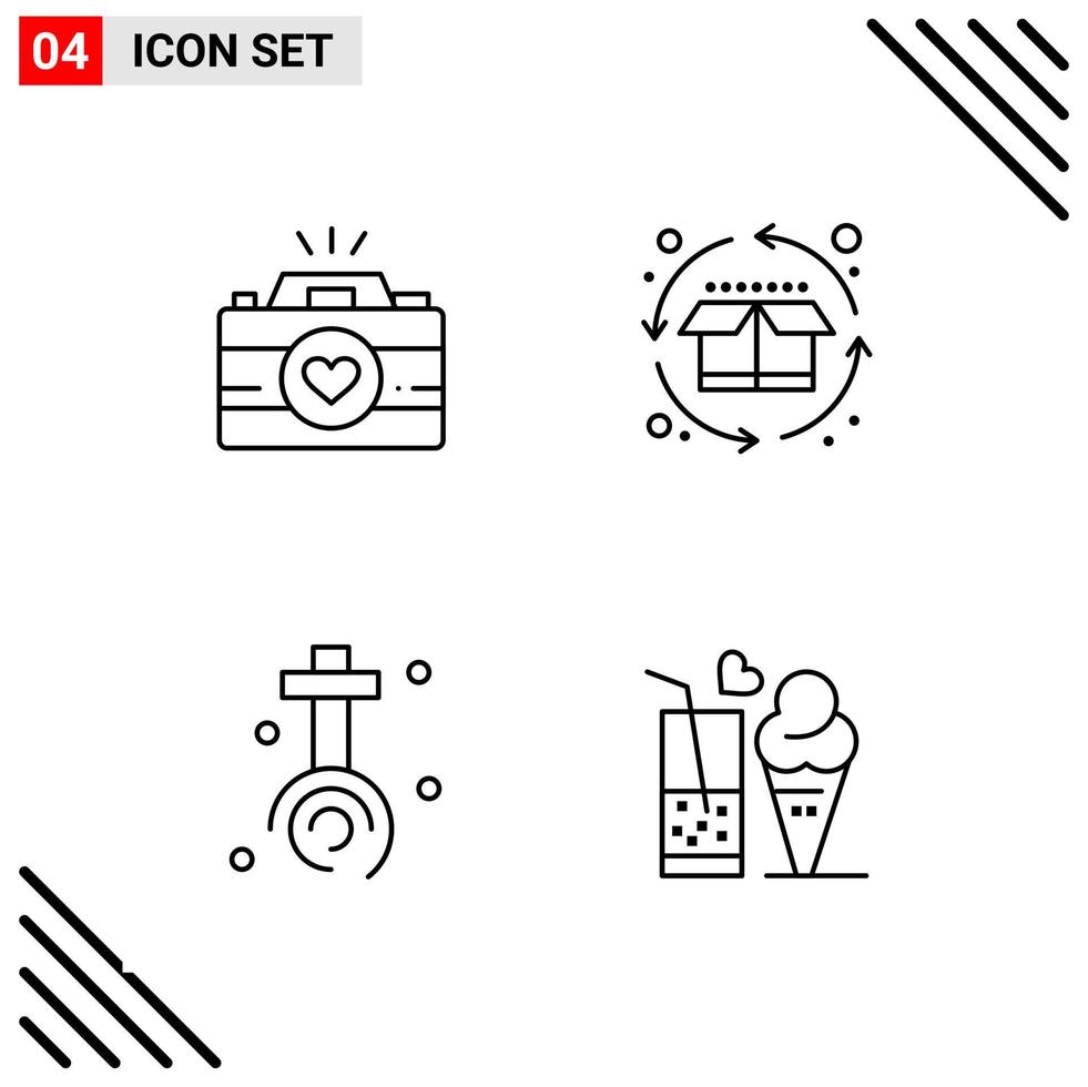 Pixle Perfect Set of 4 Line Icons Outline Icon Set for Webite Designing and Mobile Applications Interface vector