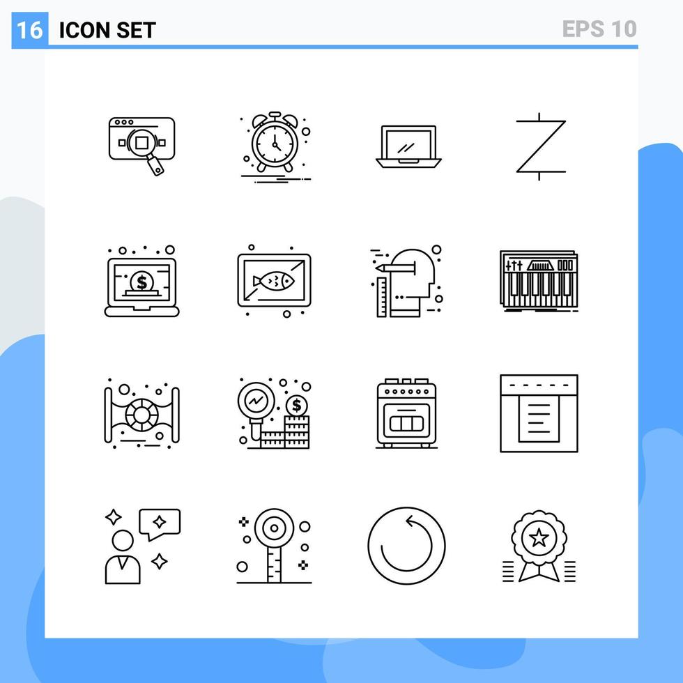 Modern 16 Line style icons Outline Symbols for general use Creative Line Icon Sign Isolated on White Background 16 Icons Pack vector