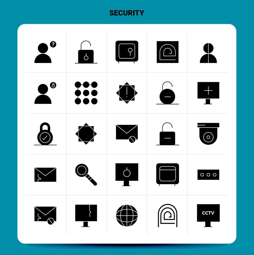 Solid 25 Security Icon set Vector Glyph Style Design Black Icons Set Web and Mobile Business ideas design Vector Illustration