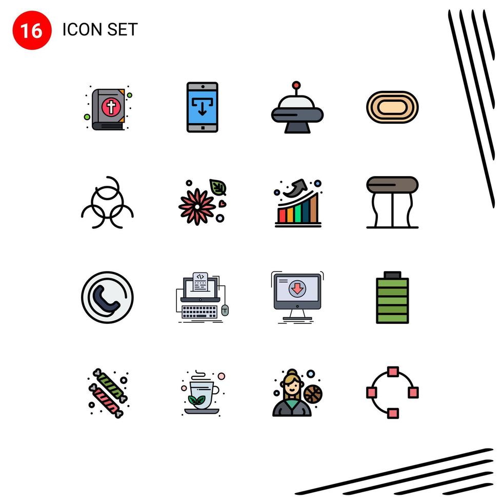 Pictogram Set of 16 Simple Flat Color Filled Lines of biology sign sport mobile application racetrack athlete Editable Creative Vector Design Elements