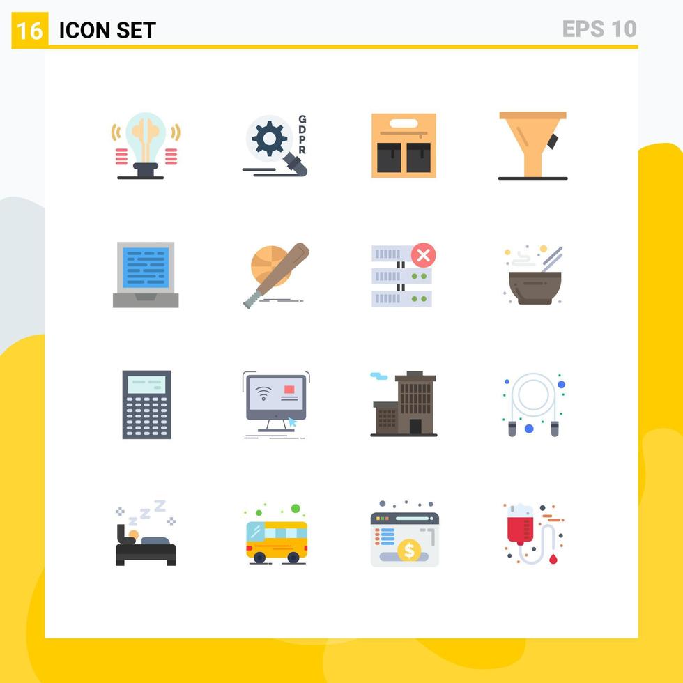 Group of 16 Modern Flat Colors Set for basket design bag computer tool Editable Pack of Creative Vector Design Elements