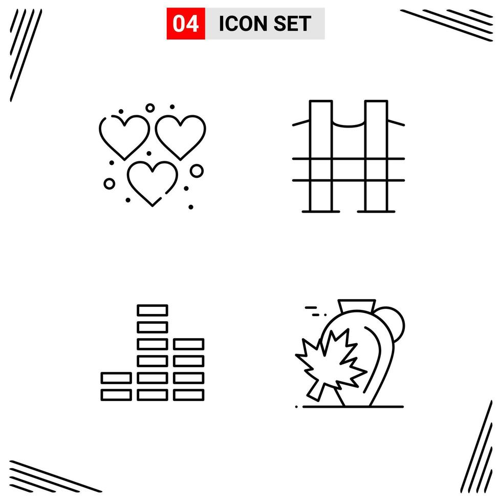 4 Icons Line Style Grid Based Creative Outline Symbols for Website Design Simple Line Icon Signs Isolated on White Background 4 Icon Set vector