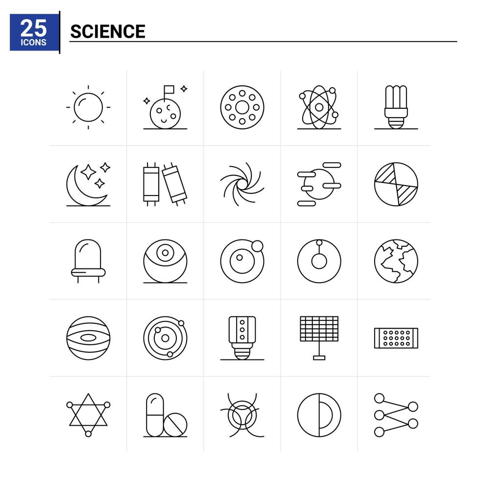 25 Science icon set vector background