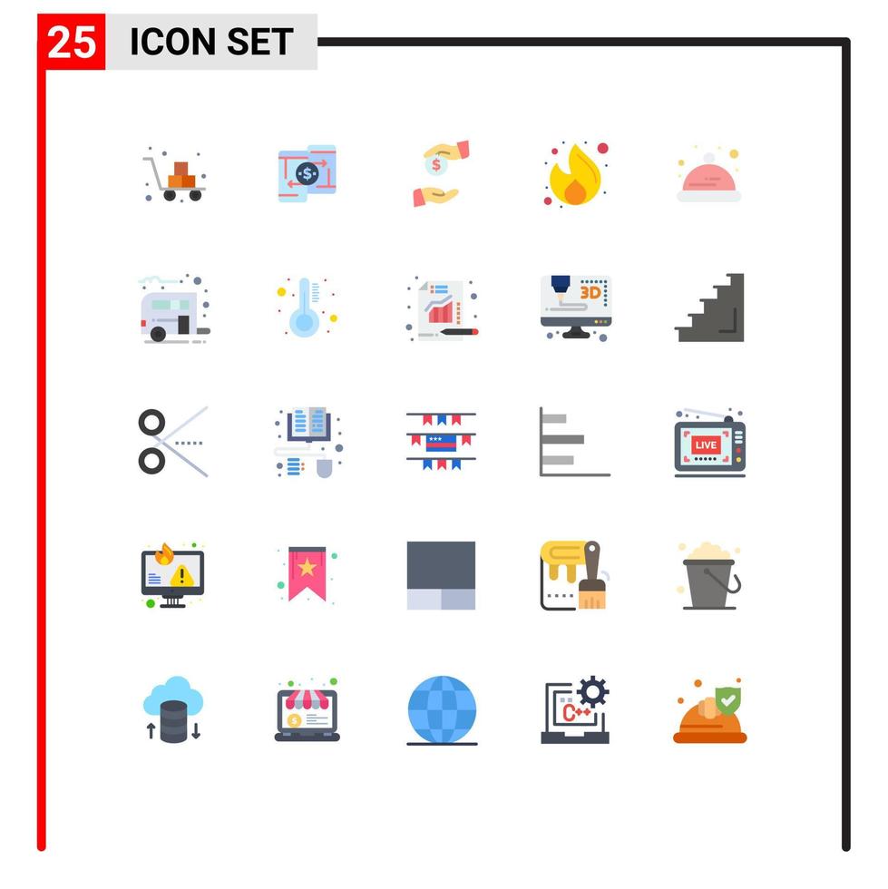 User Interface Pack of 25 Basic Flat Colors of money fire peer to peer business bureaucracy Editable Vector Design Elements