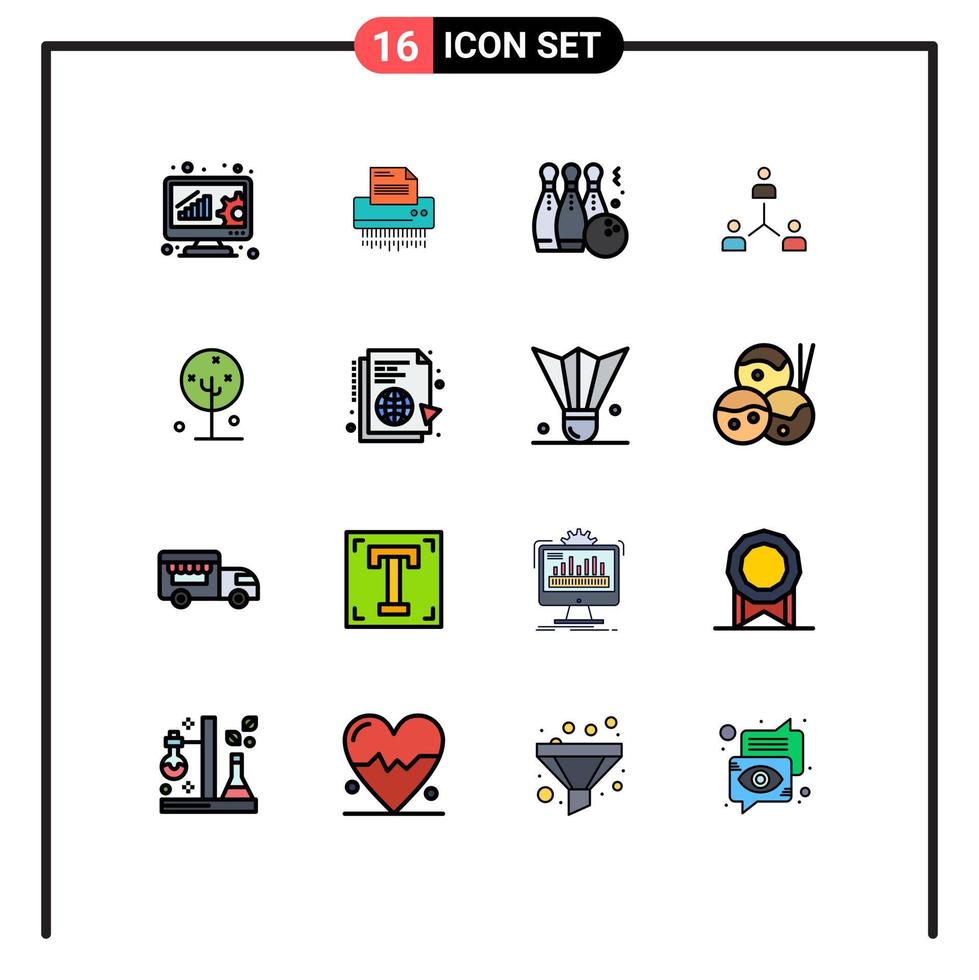 Pack of 16 Modern Flat Color Filled Lines Signs and Symbols for Web Print Media such as company play information sport game Editable Creative Vector Design Elements