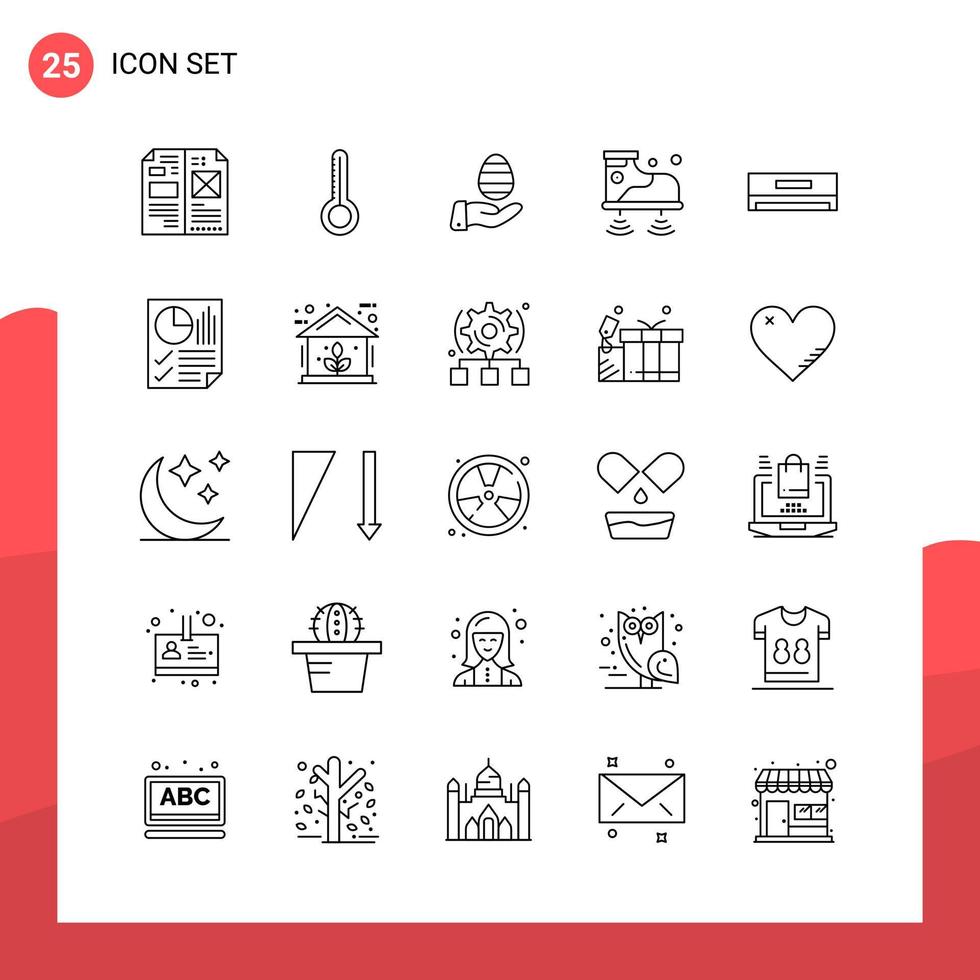 Pack of 25 Universal Outline Icons for Print Media on White Background vector