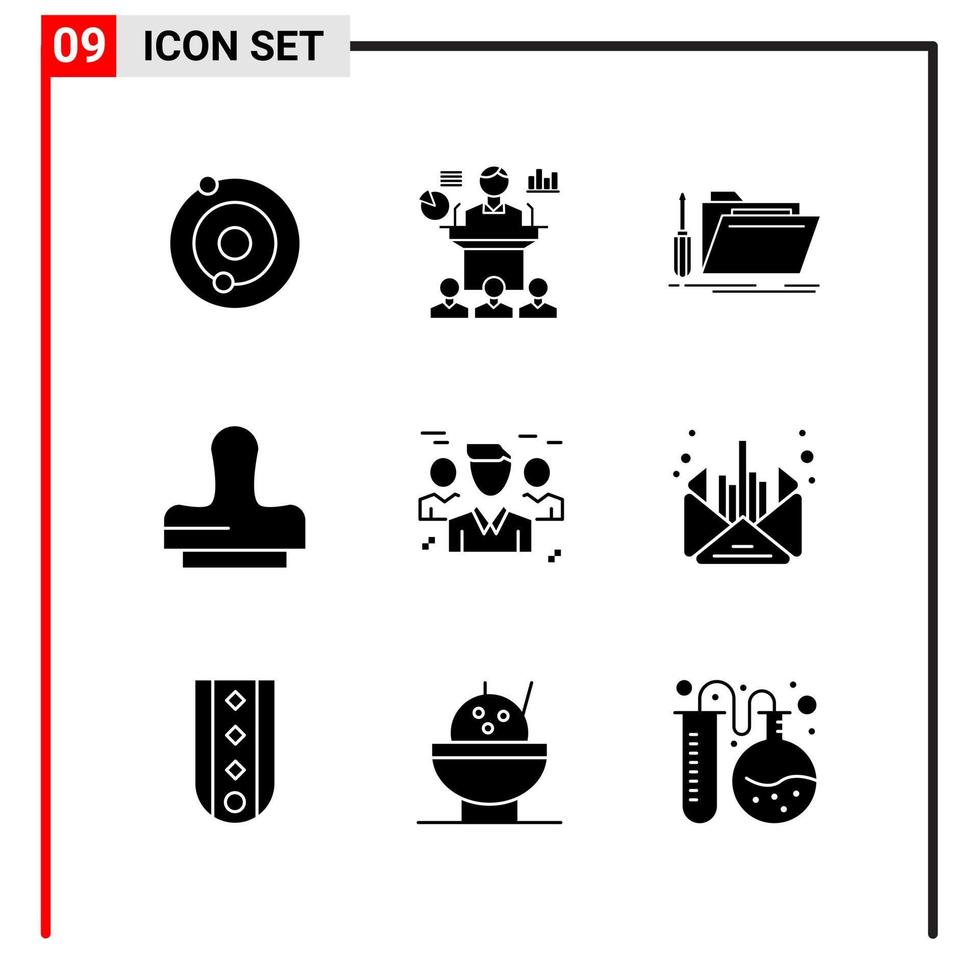 9 General Icons for website design print and mobile apps 9 Glyph Symbols Signs Isolated on White Background 9 Icon Pack vector