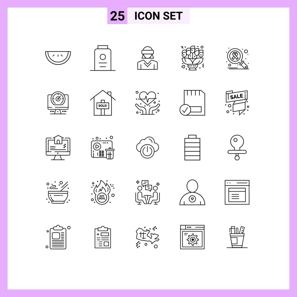 Set of 25 Commercial Lines pack for infect gift motion love bouquet Editable Vector Design Elements