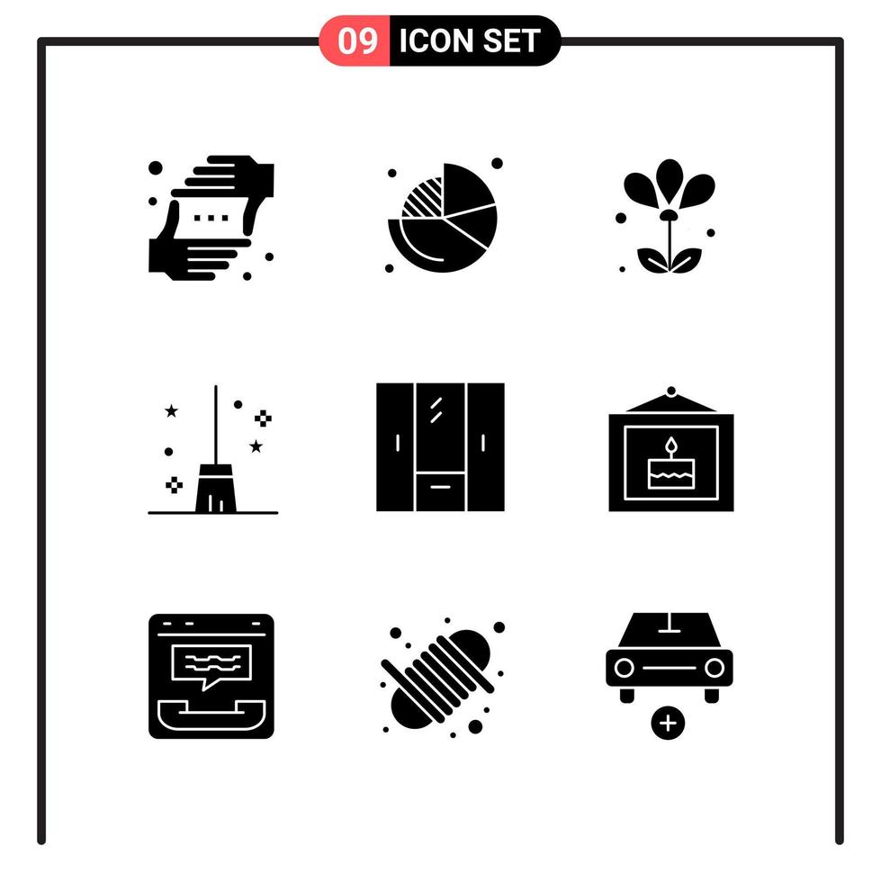 Set of 9 Solid Style Icons for web and mobile Glyph Symbols for print Solid Icon Signs Isolated on White Background 9 Icon Set vector