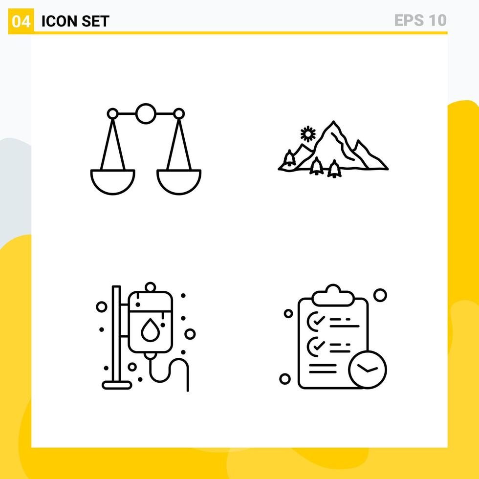 colección de 4 iconos de línea universal conjunto de iconos para web y móvil vector