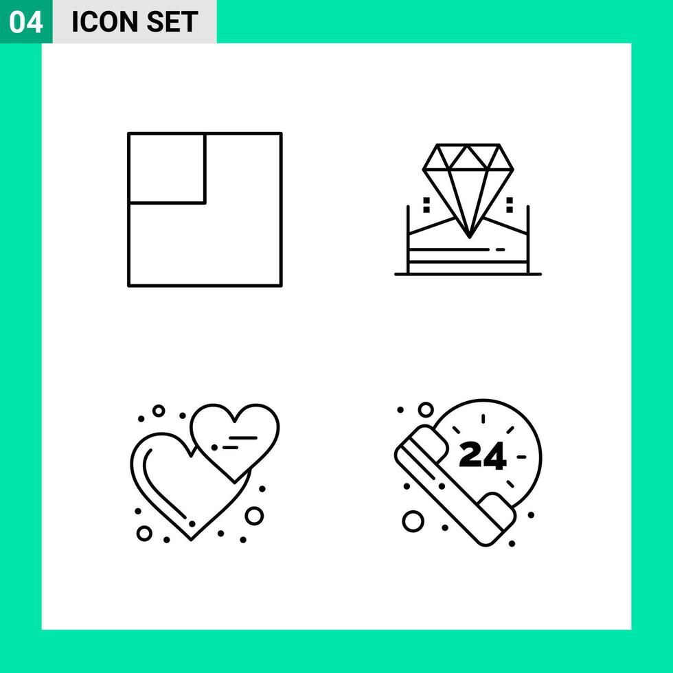 Pack of 4 Line Style Icon Set Outline Symbols for print Creative Signs Isolated on White Background 4 Icon Set vector