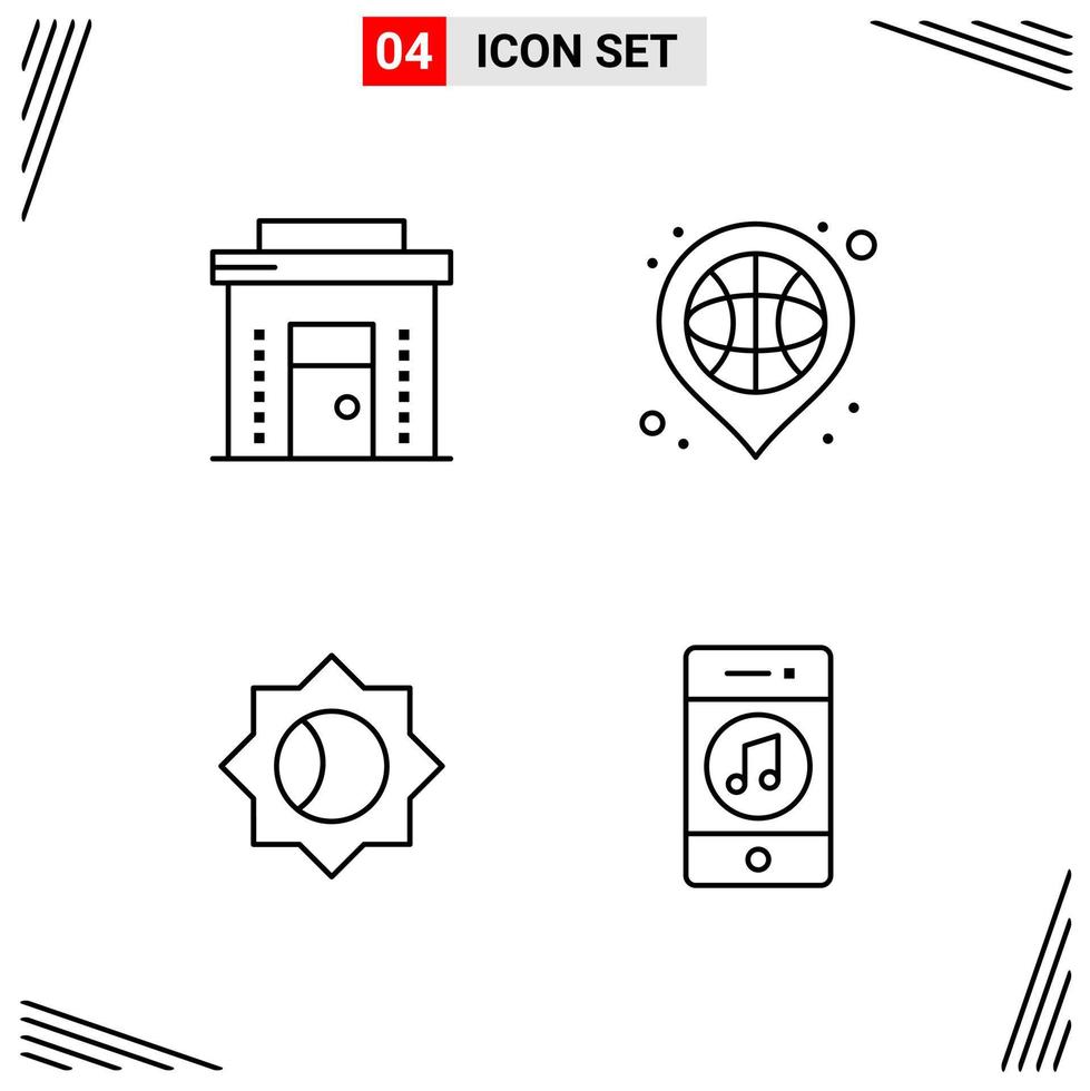 4 Icons Line Style Grid Based Creative Outline Symbols for Website Design Simple Line Icon Signs Isolated on White Background 4 Icon Set vector
