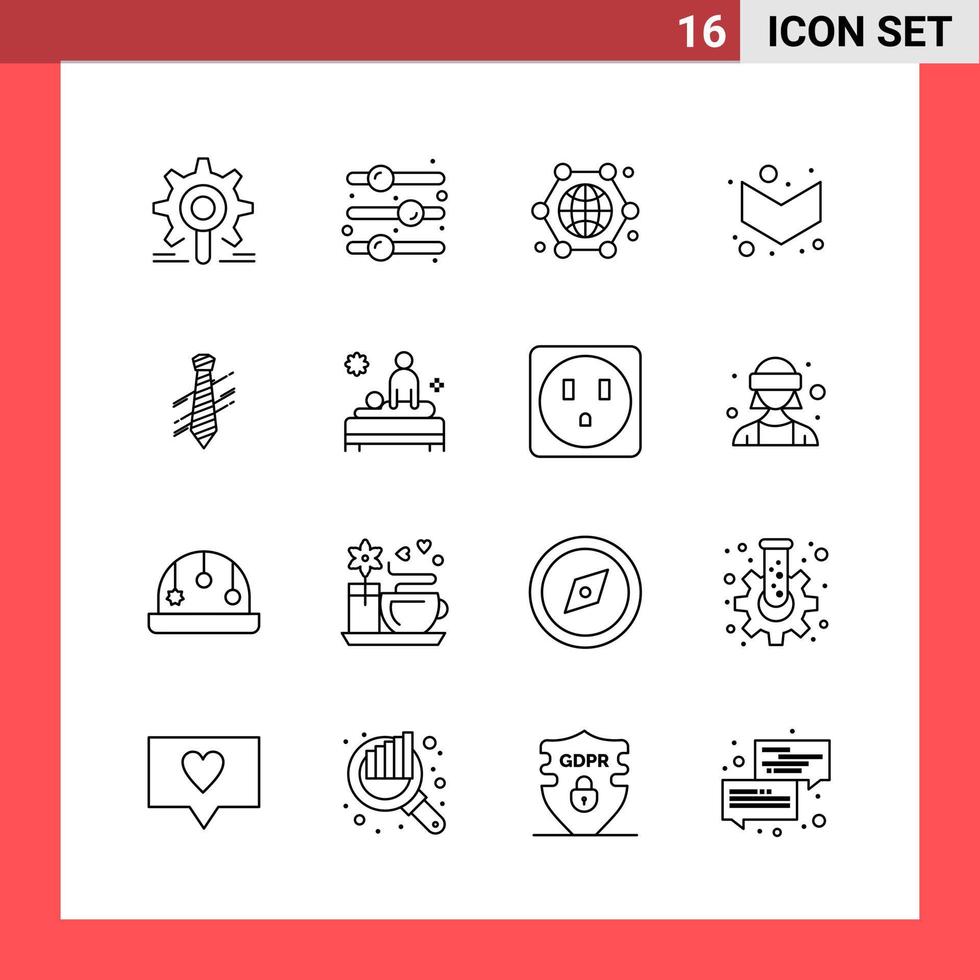 Paquete de 16 símbolos de contorno de estilo de línea de paquete de iconos sobre fondo blanco signos simples para diseño general vector