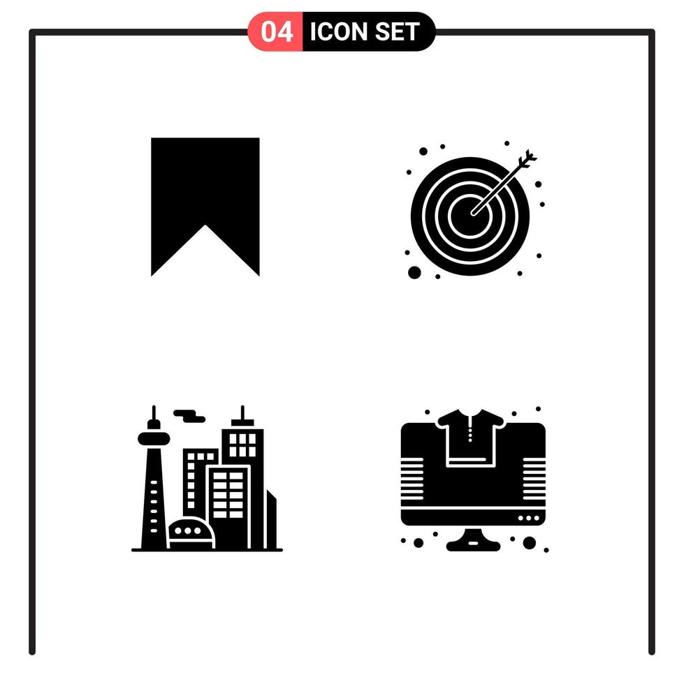 Set of 4 Solid Style Icons for web and mobile Glyph Symbols for print Solid Icon Signs Isolated on White Background 4 Icon Set vector