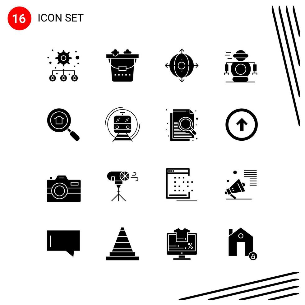 Collection of 16 Vector Icons in solid style Pixle Perfect Glyph Symbols for Web and Mobile Solid Icon Signs on White Background 16 Icons