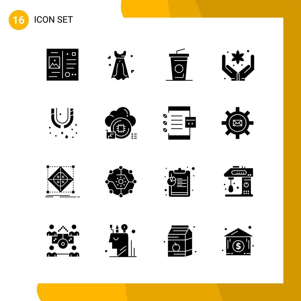 16 Icon Set Solid Style Icon Pack Glyph Symbols isolated on White Backgound for Responsive Website Designing vector