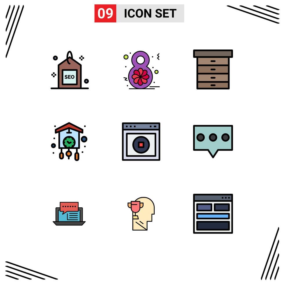 9 iconos creativos signos y símbolos modernos de stop cuckoo celebran el reloj elementos de diseño vectorial editables vector