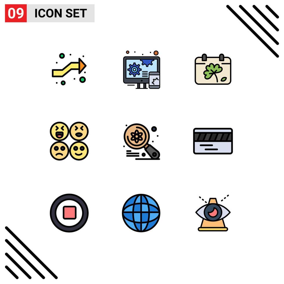 9 Creative Icons Modern Signs and Symbols of science examine flower computer happy Editable Vector Design Elements