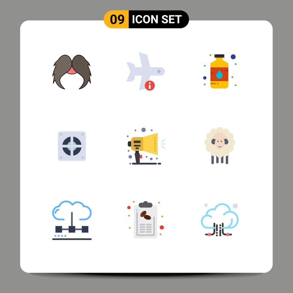 grupo de 9 signos y símbolos de colores planos para elementos de diseño de vectores editables en color de pulverización de transporte de extractor de fontanero