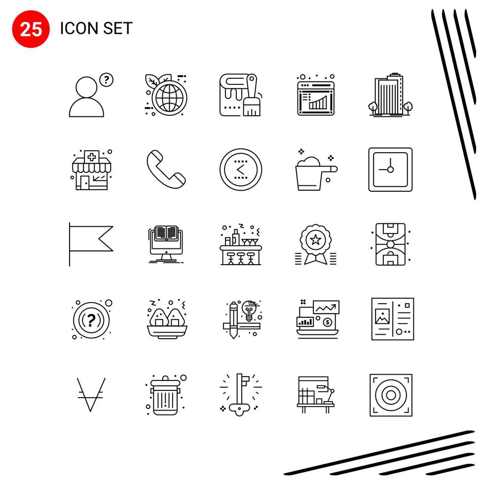 Collection of 25 Vector Icons in Line style Pixle Perfect Outline Symbols for Web and Mobile Line Icon Signs on White Background 25 Icons