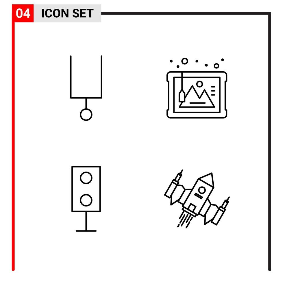 4 iconos generales para el diseño de sitios web, impresión y aplicaciones móviles 4 símbolos de contorno signos aislados sobre fondo blanco paquete de 4 iconos vector