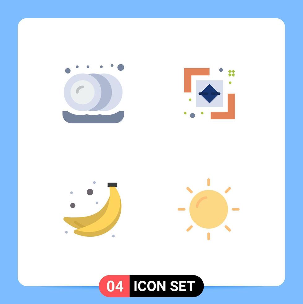 paquete de interfaz de usuario de 4 iconos planos básicos de la ruta de la diferencia de la fruta de la cocina elementos de diseño vectorial editables de verano vector