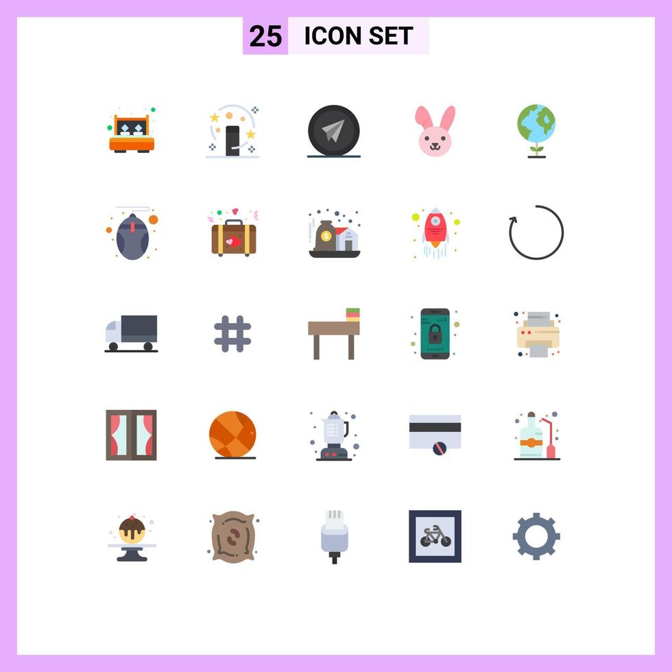25 Thematic Vector Flat Colors and Editable Symbols of ecology rabbit airplane easter paper plane Editable Vector Design Elements