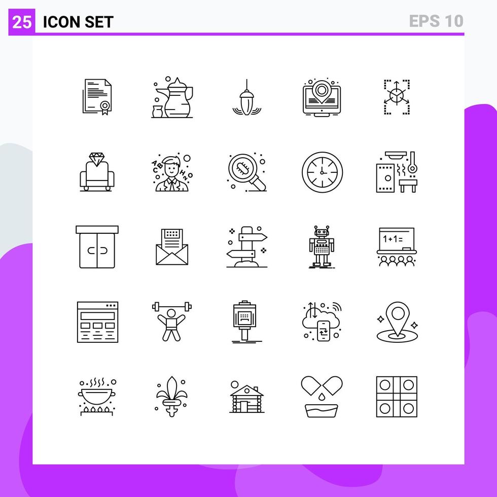 25 Universal Lines Set for Web and Mobile Applications marketing plummet islam plumb instrument Editable Vector Design Elements