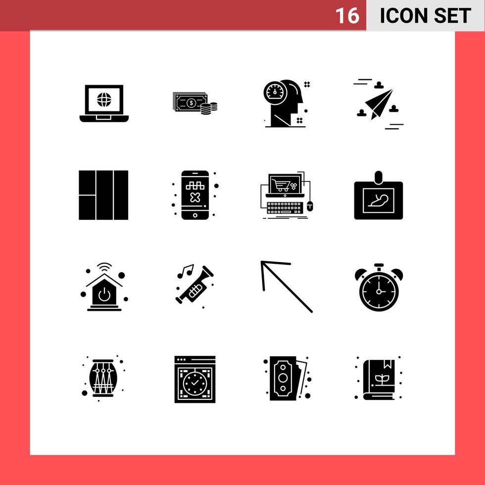 Universal Icon Symbols Group of 16 Modern Solid Glyphs of fly design business web human Editable Vector Design Elements