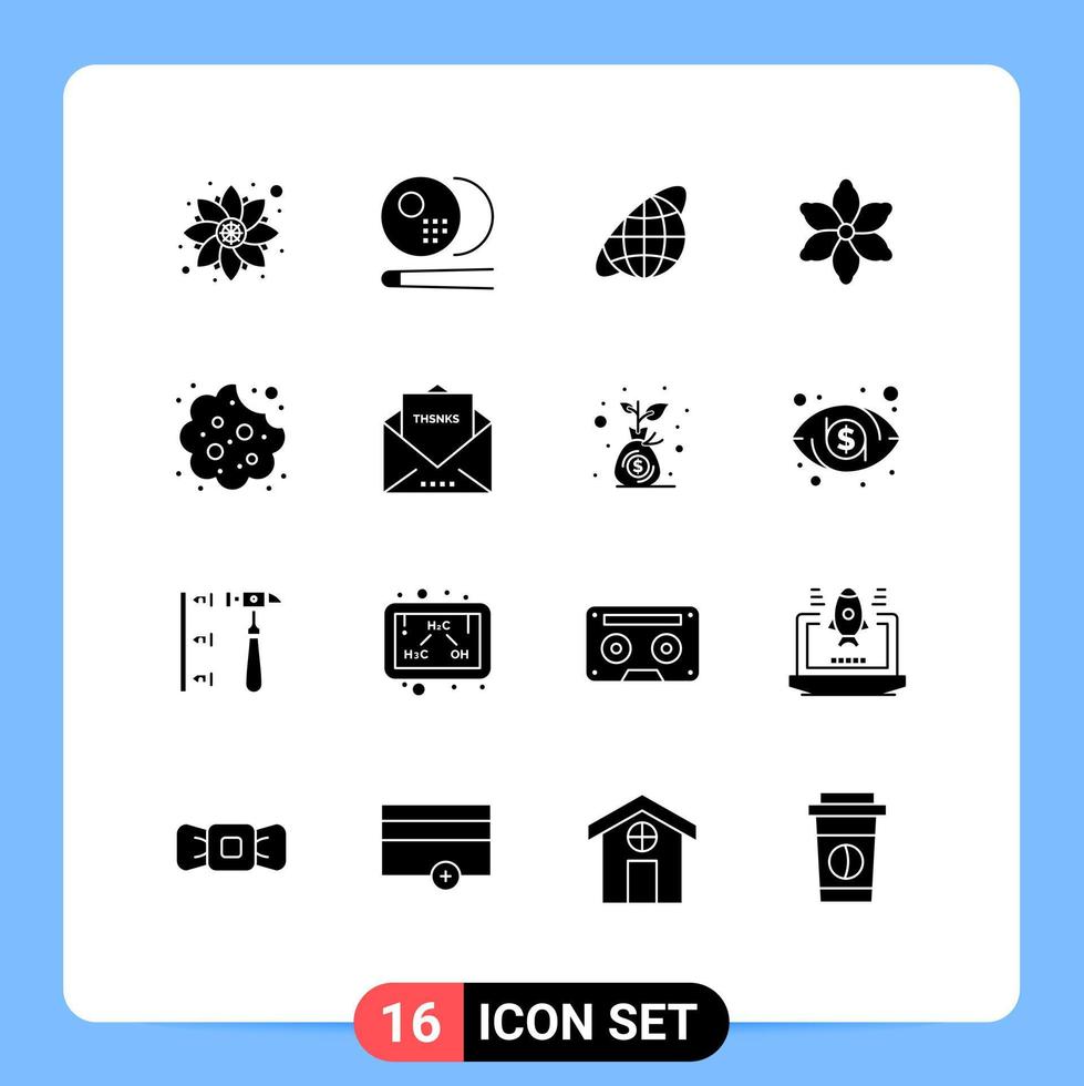 Set of 16 Modern UI Icons Symbols Signs for eat baby globe plant flower Editable Vector Design Elements