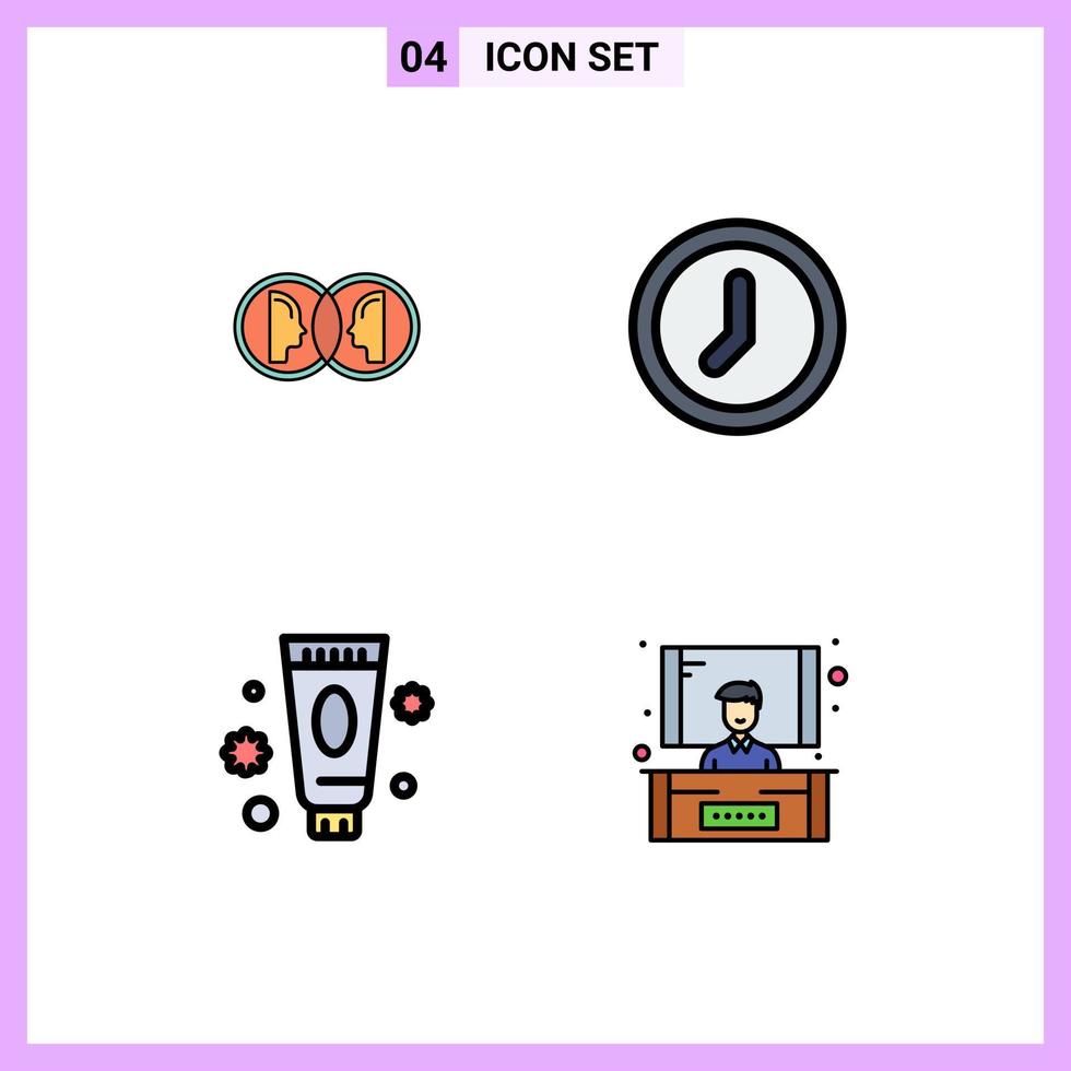 4 Creative Icons Modern Signs and Symbols of coin beauty duplicate interface makeup Editable Vector Design Elements