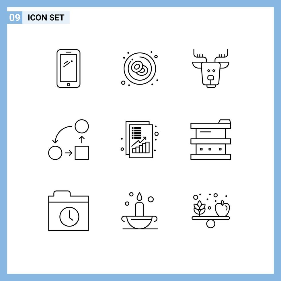 Set of 9 Vector Outlines on Grid for strategy office leukemia diagram canada Editable Vector Design Elements