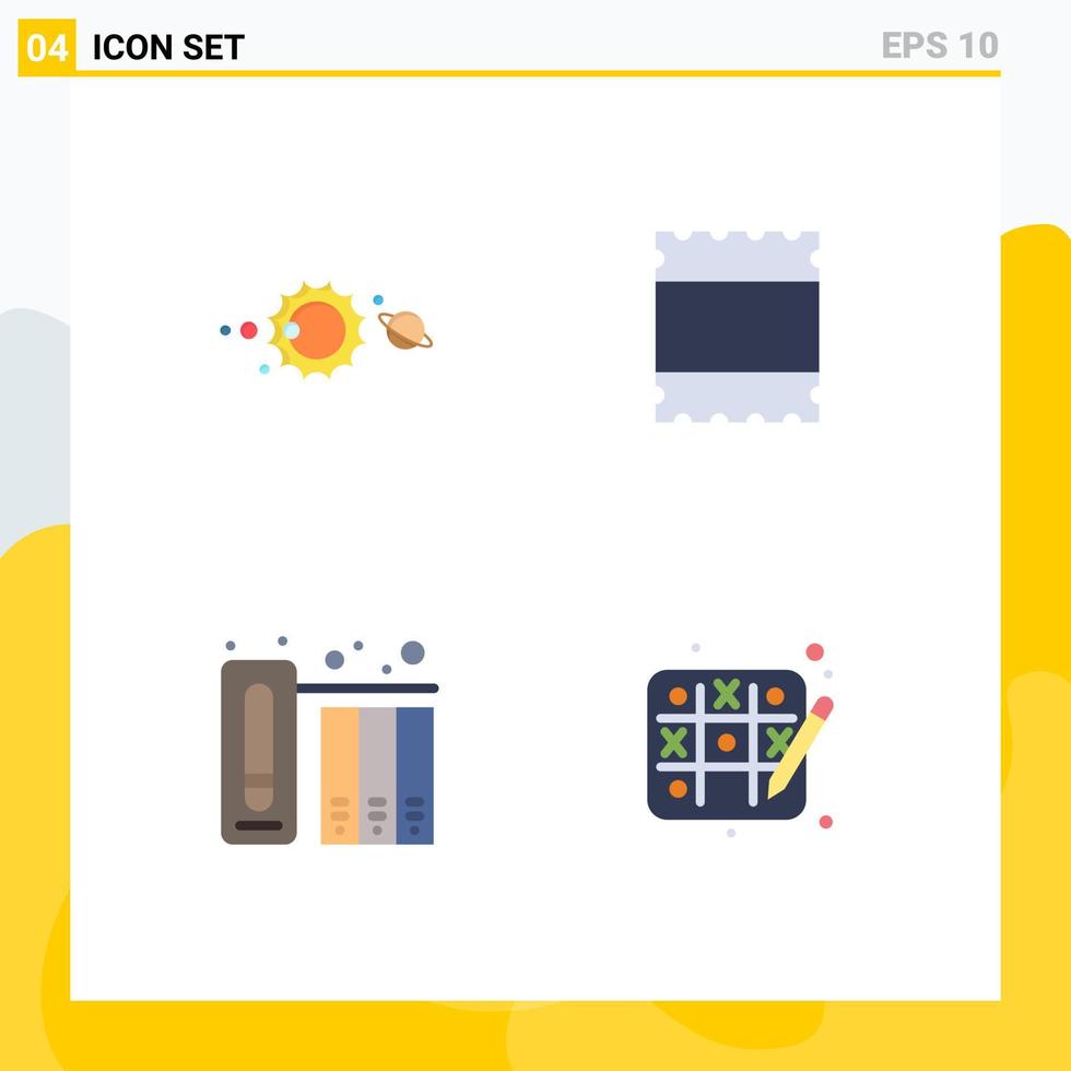 Group of 4 Modern Flat Icons Set for solar files solar system maximize tic tac toe Editable Vector Design Elements