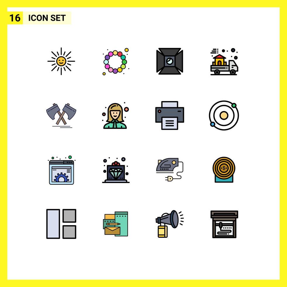 16 Creative Icons Modern Signs and Symbols of tool axe highlight real estate Editable Creative Vector Design Elements