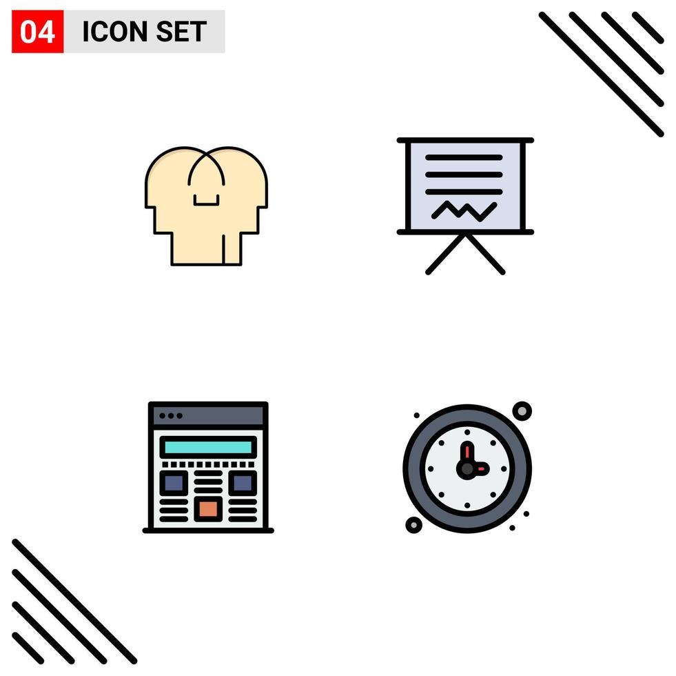 4 Creative Icons Modern Signs and Symbols of empathy interface head easel webpage Editable Vector Design Elements